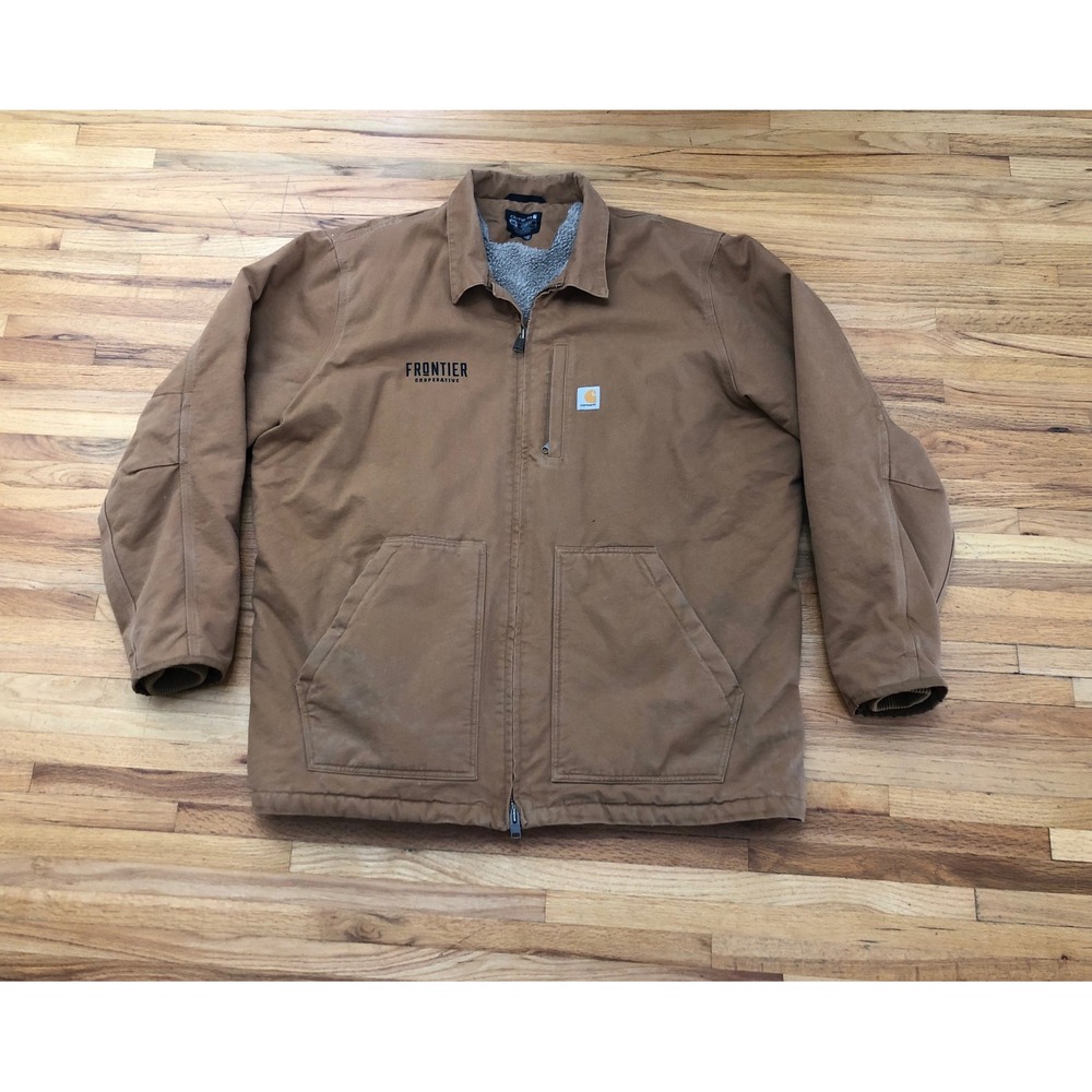 Carhartt Frontier Men's Sherpa Lined‎ Work Jacket Brown 3XL Loose Fit Vintage